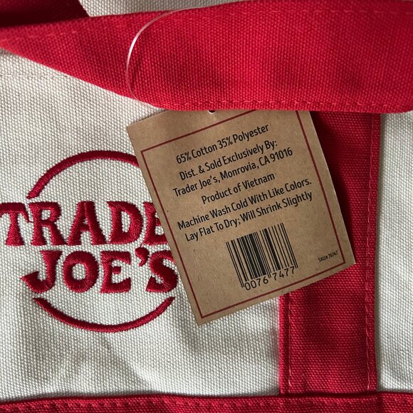 Trader Joe’s Mini Canvas Tote Bags Set of 2 – Red & Green NWT Reusable Sturdy - Picture 3 of 5